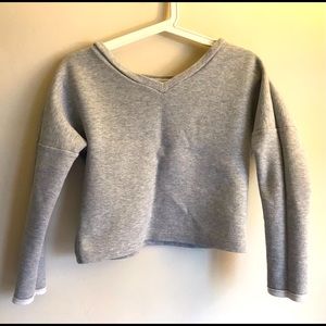 Grey Heater Sweater - Crop Top